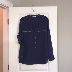 Calvin Klein button up purple shirt, L/XL